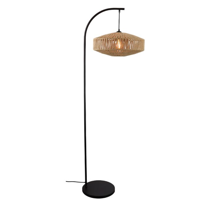 Lampadaire marron rustique, Selena, avec interrupteur