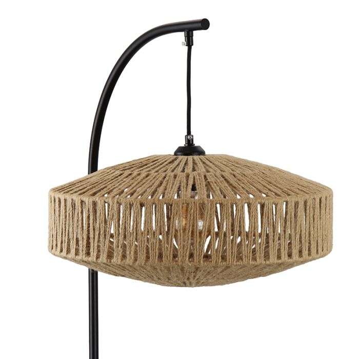 Lampadaire marron rustique, Selena, avec interrupteur