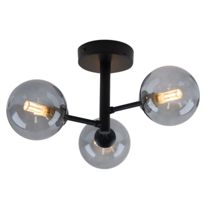 Plafonnier salle de bain noir moderne, Amer, IP44