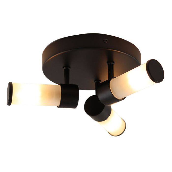 Plafonnier salle de bain noir moderne, Callum, IP44