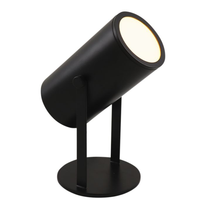 Lampe de table rechargeable noire moderne, Elko, 2W, 3000K LED, avec interrupteur