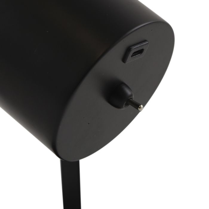 Lampe de table rechargeable noire moderne, Elko, 2W, 3000K LED, avec interrupteur