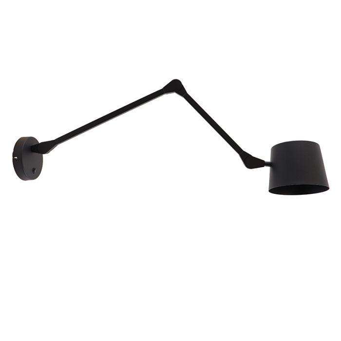Applique murale noire moderne, Rinke, avec interrupteur