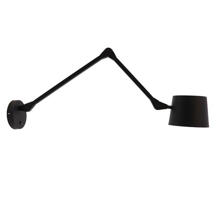 Applique murale noire moderne, Rinke, avec interrupteur