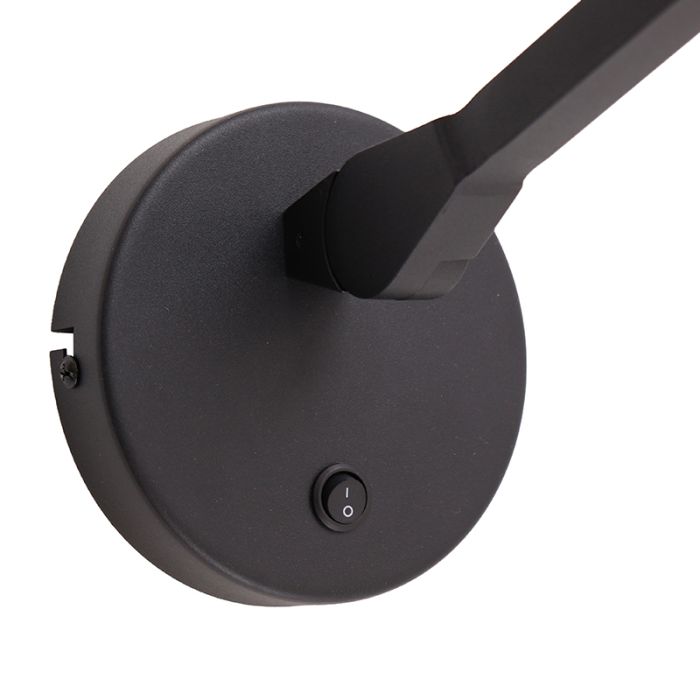 Applique murale noire moderne, Rinke, avec interrupteur