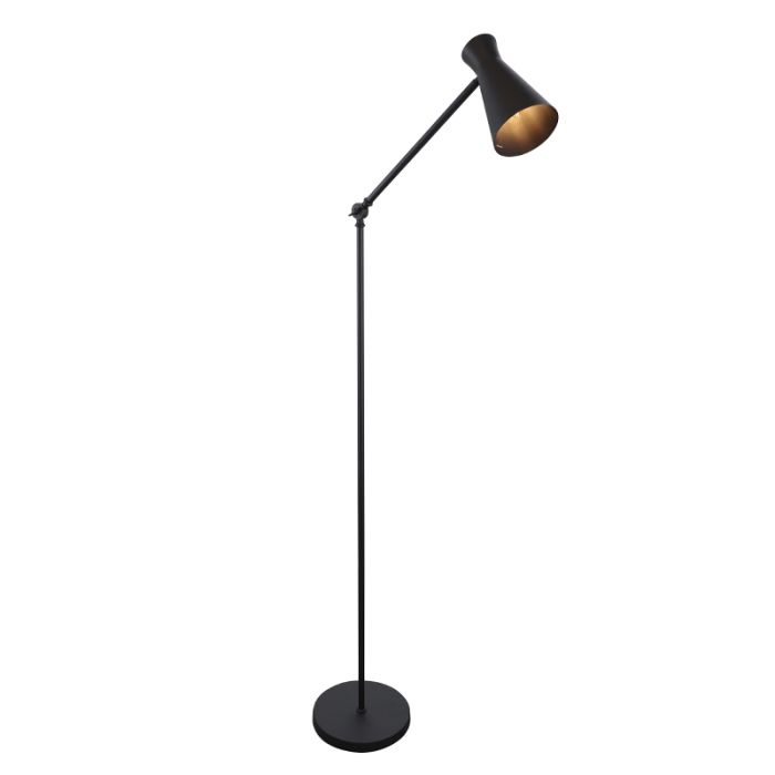 Lampadaire noir moderne, Steve, avec interrupteur