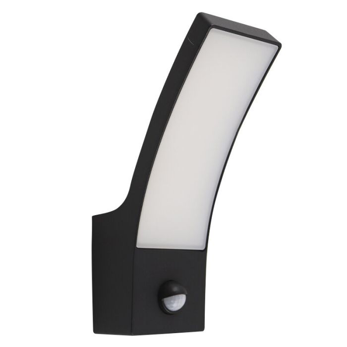 Applique extérieur avec détecteur de mouvement noire moderne, Manel, 12W, 3000K LED, IP44