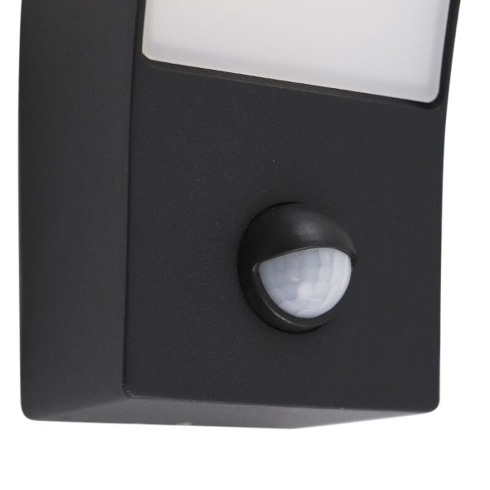 Applique extérieur avec détecteur de mouvement noire moderne, Manel, 12W, 3000K LED, IP44