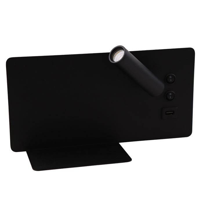 Applique murale noire moderne, Stanley, 10W, 4000K LED, avec interrupteur