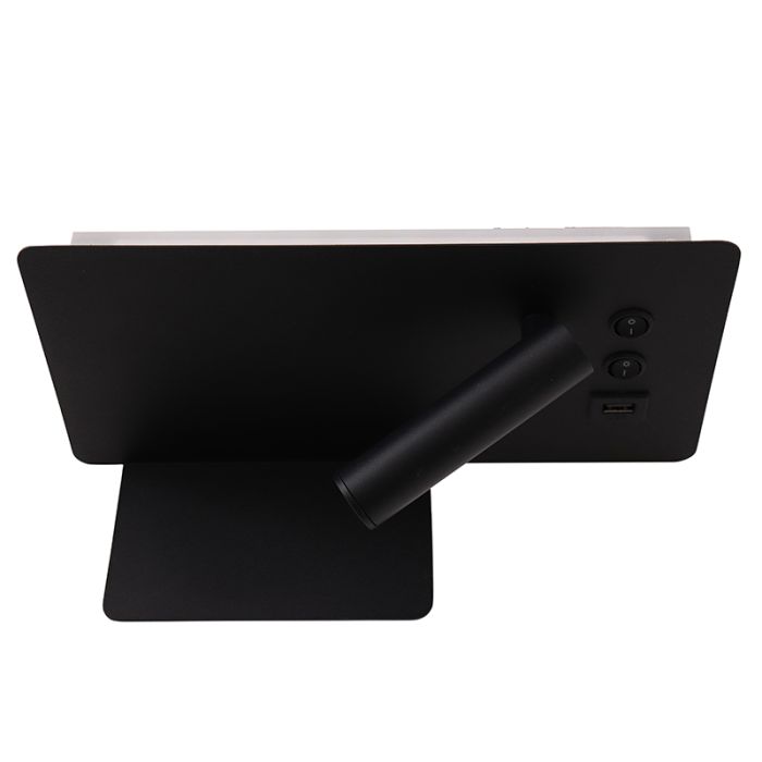 Applique murale noire moderne, Stanley, 10W, 4000K LED, avec interrupteur