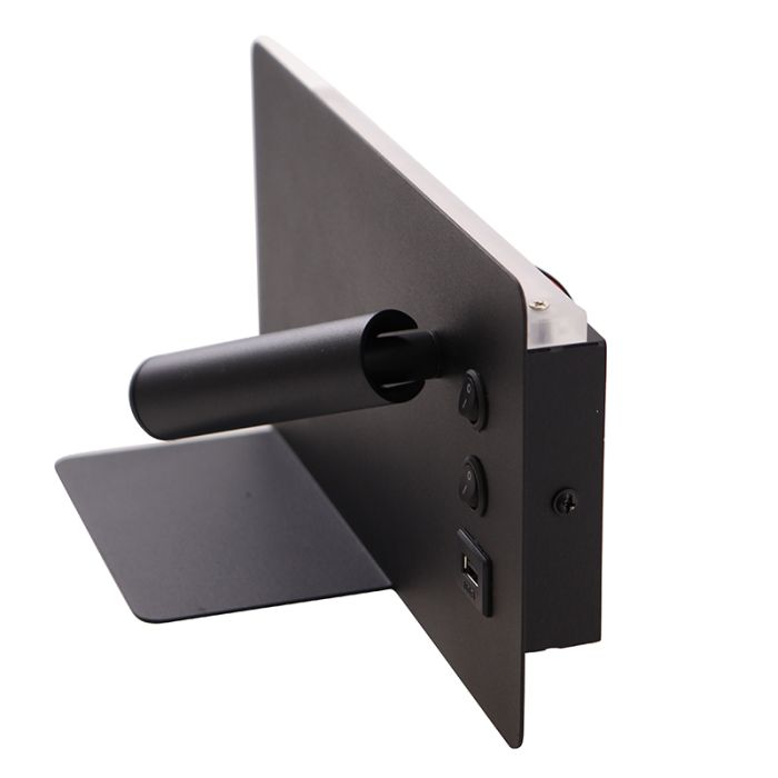 Applique murale noire moderne, Stanley, 10W, 4000K LED, avec interrupteur