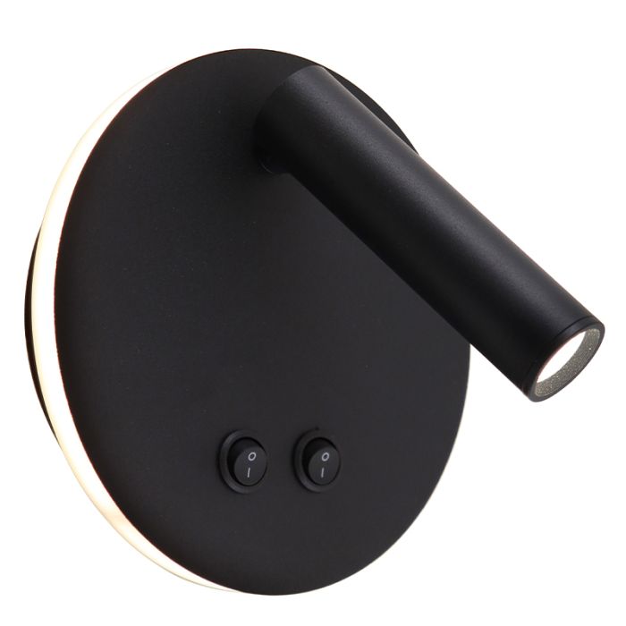 Applique murale noire moderne, Robbie, 10W, 4000K LED, avec interrupteur