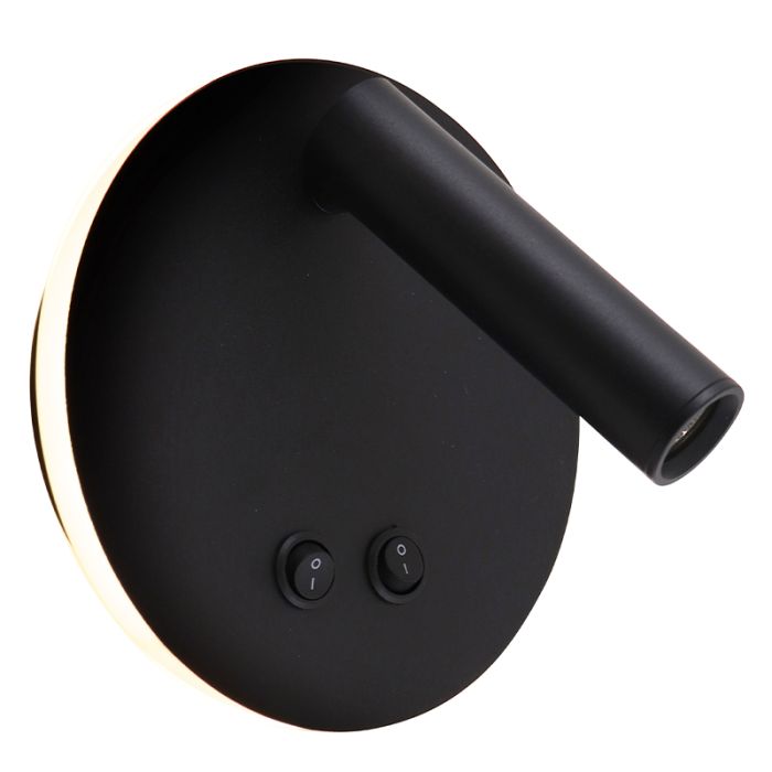 Applique murale noire moderne, Robbie, 10W, 4000K LED, avec interrupteur