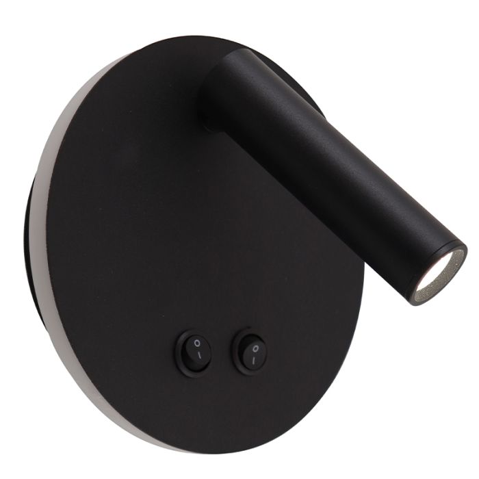 Applique murale noire moderne, Robbie, 10W, 4000K LED, avec interrupteur