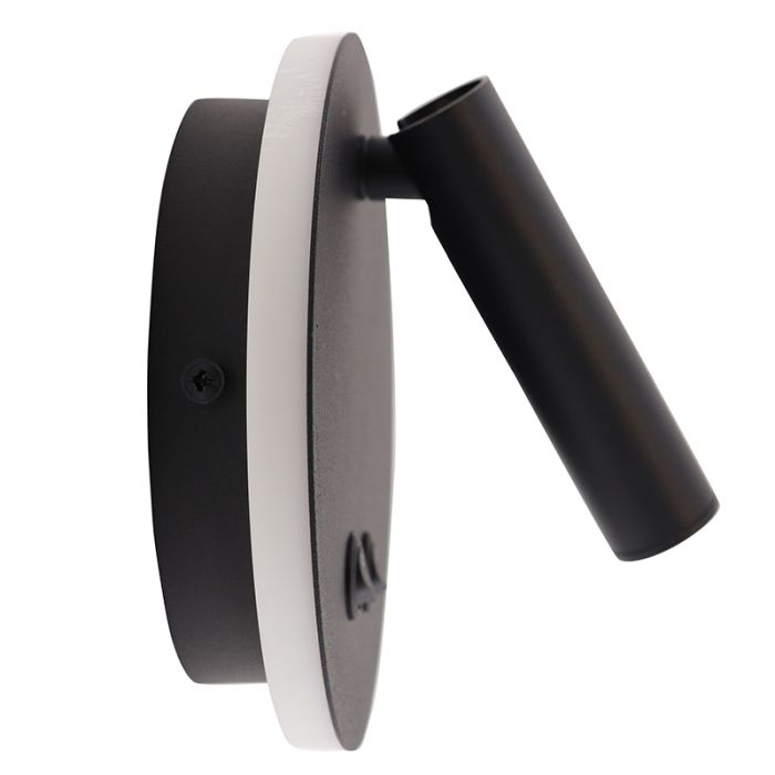 Applique murale noire moderne, Robbie, 10W, 4000K LED, avec interrupteur