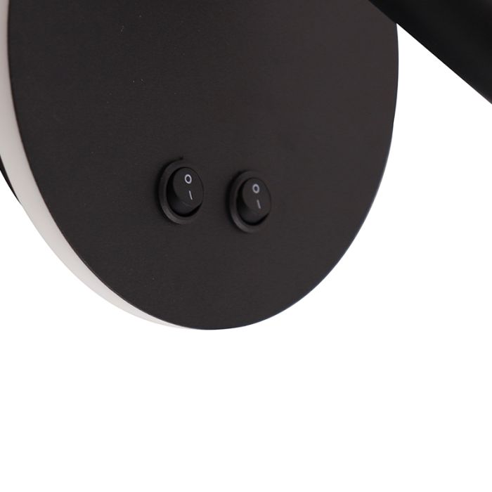 Applique murale noire moderne, Robbie, 10W, 4000K LED, avec interrupteur