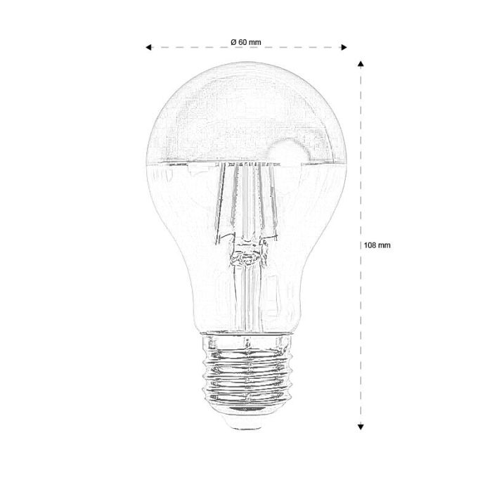 Ampoule calotte E27 gradable Malik, or, A60, 4,8W, 2700K, IP44