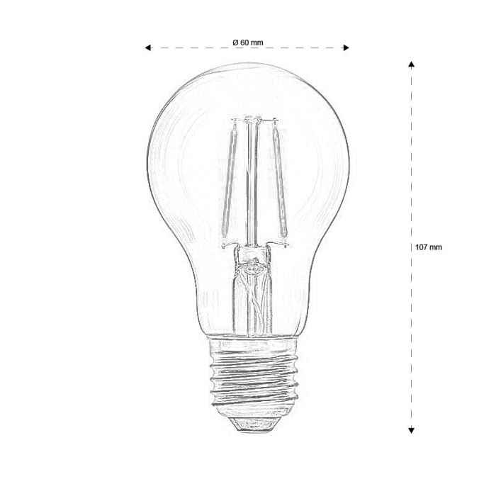 E27 Lampe à incandescence Sebas, 1,6w 2200K (Extra joli blanc) Ip44