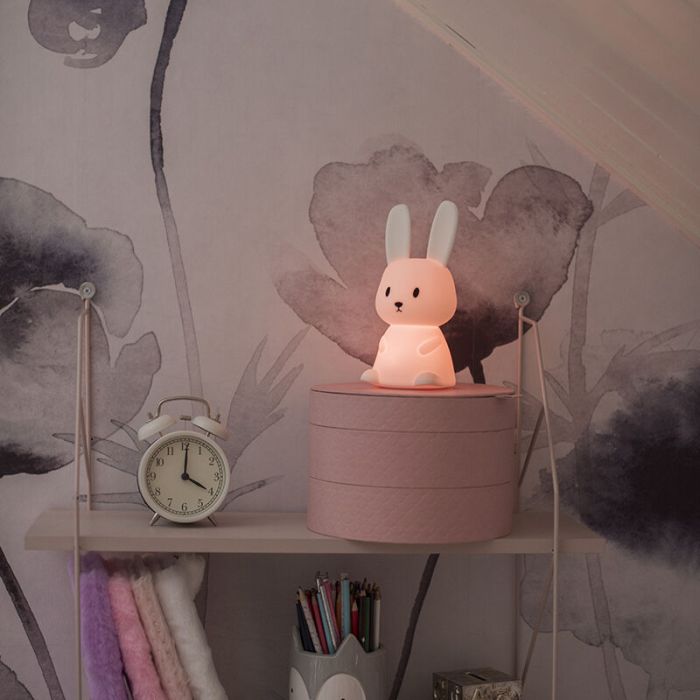 Veilleuse pour enfants blanche en plastique, Bunny, 0,5W, RGBW LED, avec interrupteur