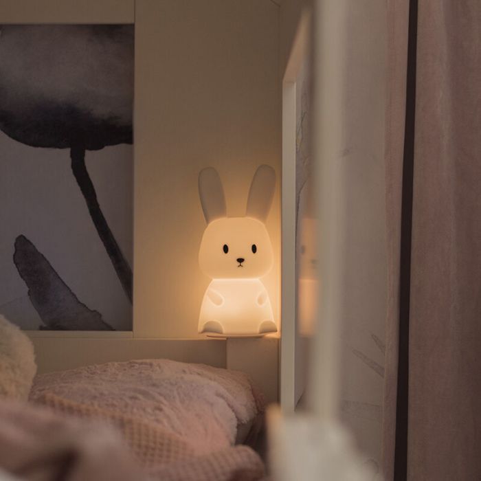 Veilleuse pour enfants blanche en plastique, Bunny, 0,5W, RGBW LED, avec interrupteur