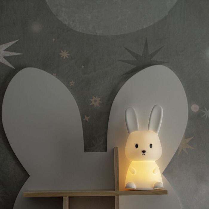 Veilleuse pour enfants blanche en plastique, Bunny, 0,5W, RGBW LED, avec interrupteur