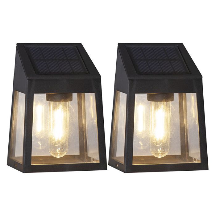 Lot de 2 lampes solaires modernes Amro, noires