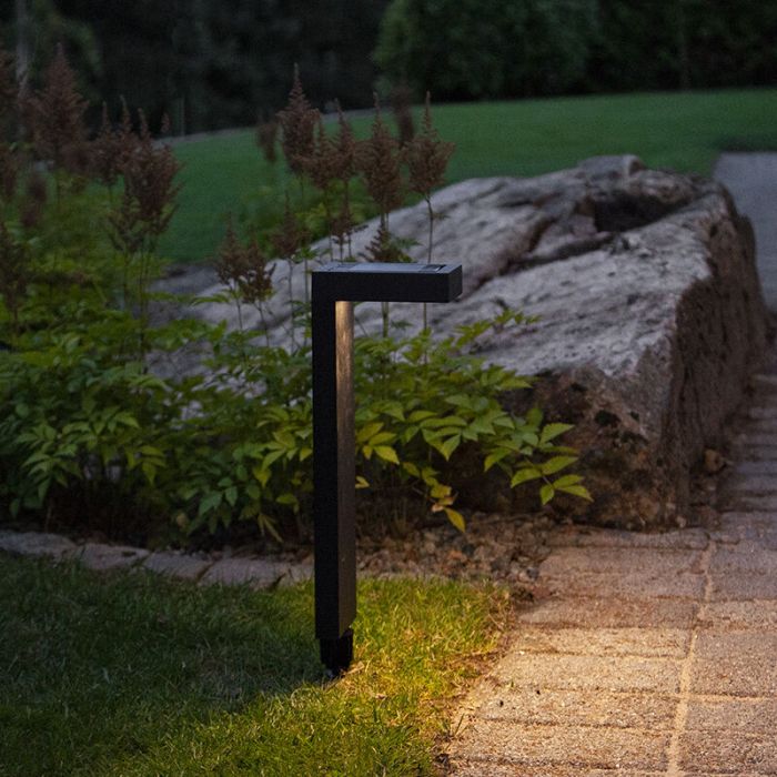 Spot à piquer solaire noir moderne, Anandi, 0,06W, 3000K LED, IP44