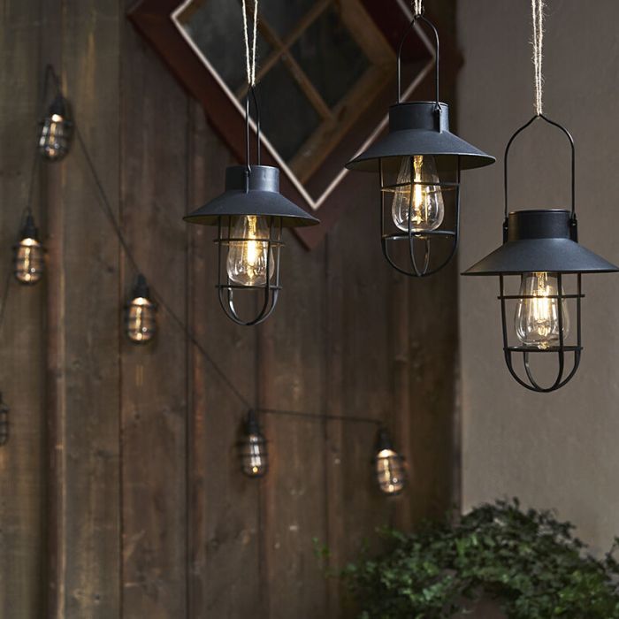 Luminaire extérieur noir industriel, Adrienne, 0,03W, 3000K LED, IP44