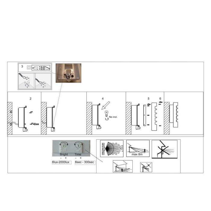 Applique extérieur avec détecteur de mouvement chromée en métal, Alea, IP44