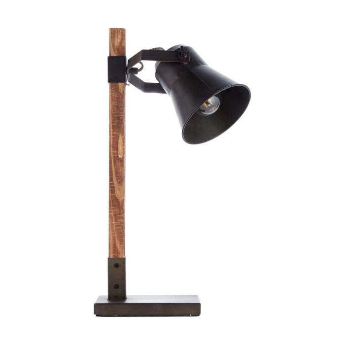 Lampe de table en bois marronne, Audrey, avec interrupteur