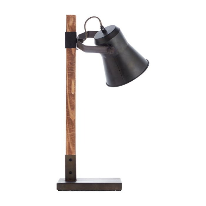 Lampe de table en bois marronne, Audrey, avec interrupteur