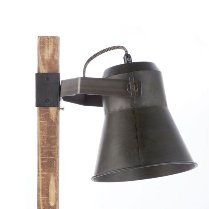 Lampe de table en bois marronne, Audrey, avec interrupteur