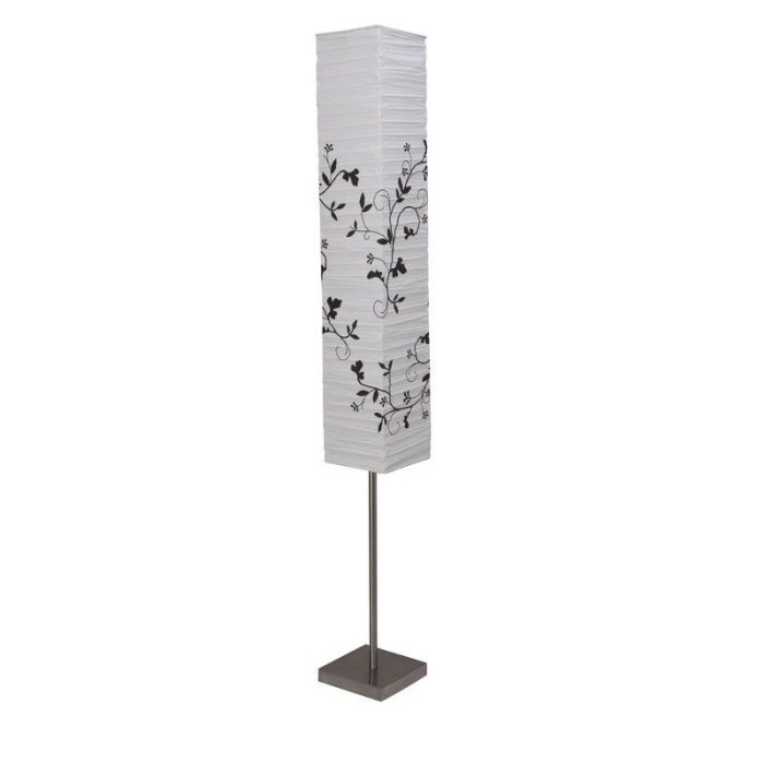 Lampadaire en papier blanc, Octavio, avec interrupteur