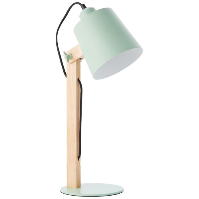 Lampe de table en bois verte, Dorina, avec interrupteur