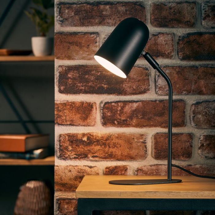 Lampe de table noire moderne, Lukas, avec interrupteur