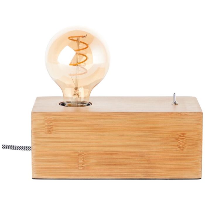 Lampe de table en bois marronne, Jacobine, avec interrupteur