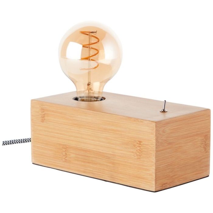 Lampe de table en bois marronne, Jacobine, avec interrupteur