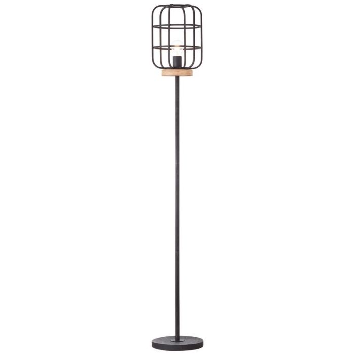 Lampadaire en bois noir, Taede, avec interrupteur