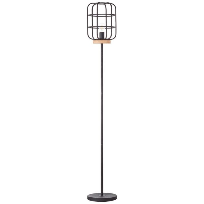 Lampadaire en bois noir, Taede, avec interrupteur