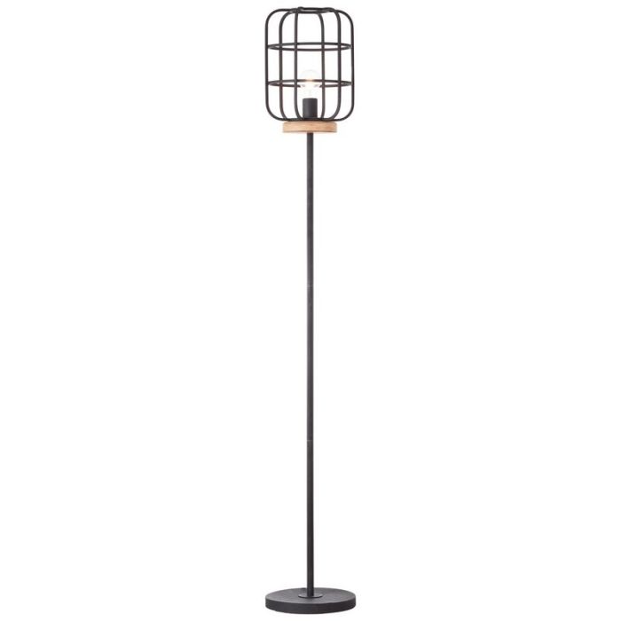 Lampadaire en bois noir, Taede, avec interrupteur