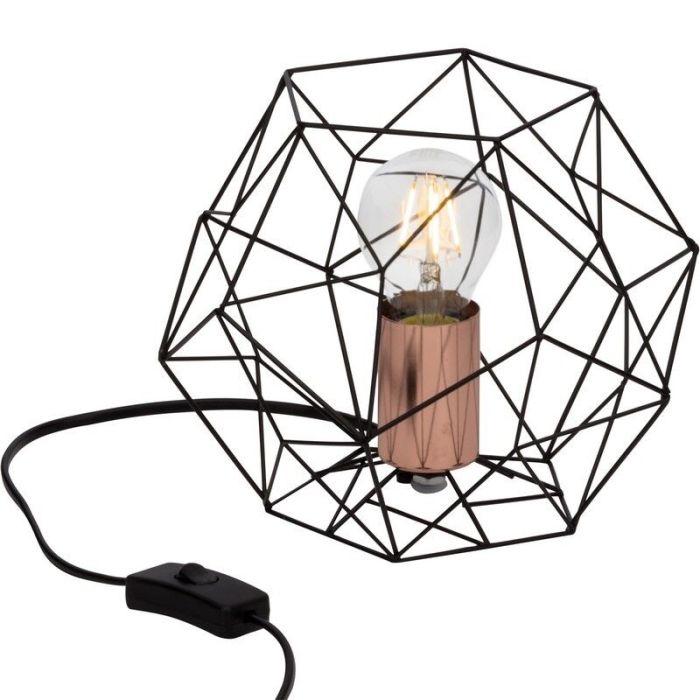 Lampe de table cuivre industrielle, Noelle, avec interrupteur