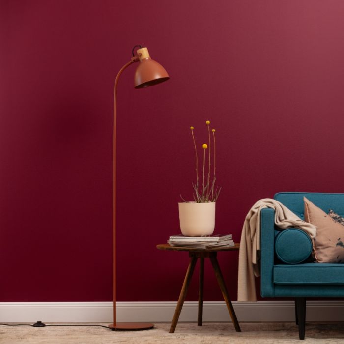 Lampadaire rouge rustique, Thalina, avec interrupteur