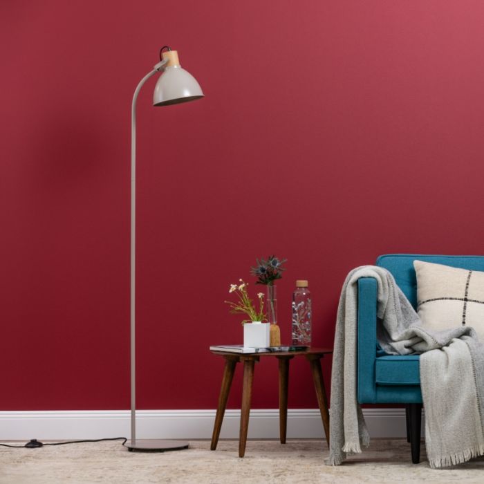 Lampadaire taupe rustique, Thalina, avec interrupteur