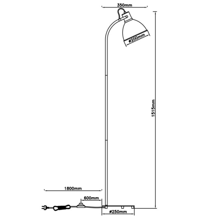 Lampadaire taupe rustique, Thalina, avec interrupteur