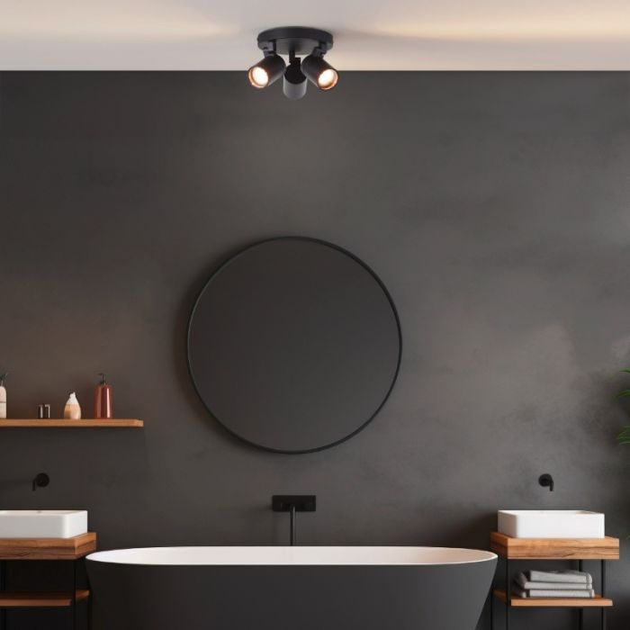 Spot plafond noir moderne, Myrle, IP44