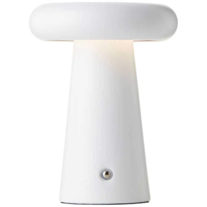Lampe de table d'extérieur rechargeable blanche moderne, Stig, 3W, 3000K LED, IP44, gradable en 3 étapes