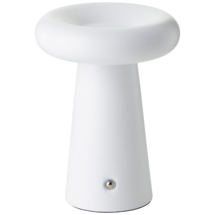 Lampe de table d'extérieur rechargeable blanche moderne, Stig, 3W, 3000K LED, IP44, gradable en 3 étapes