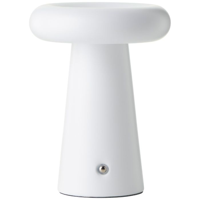 Lampe de table d'extérieur rechargeable blanche moderne, Stig, 3W, 3000K LED, IP44, gradable en 3 étapes