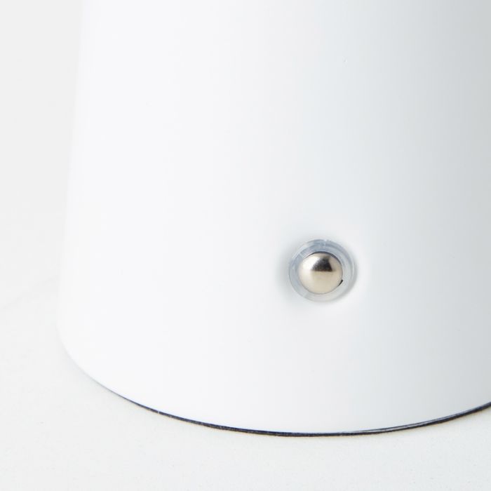 Lampe de table d'extérieur rechargeable blanche moderne, Stig, 3W, 3000K LED, IP44, gradable en 3 étapes