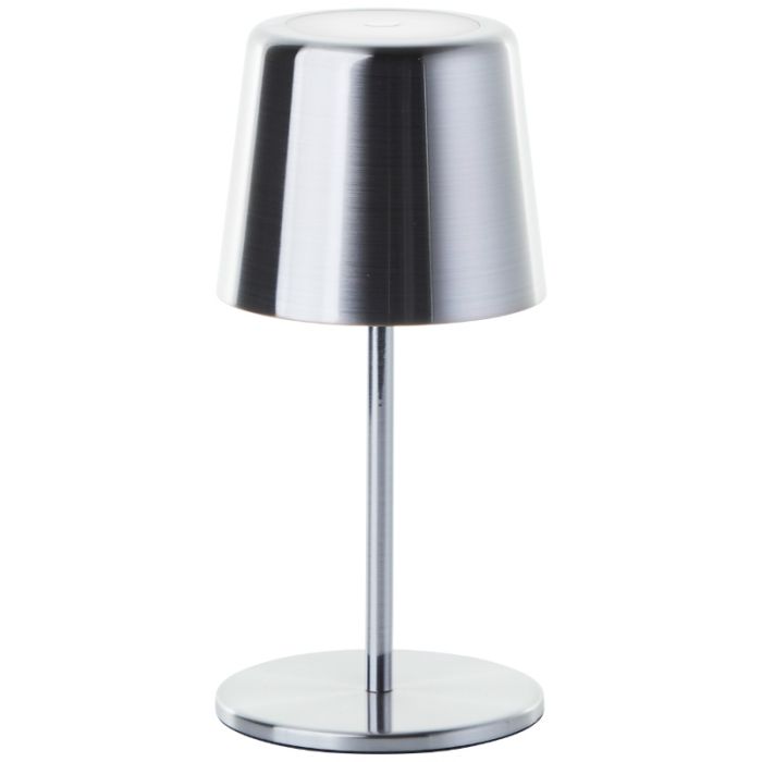 Lampe de table d'extérieur rechargeable nickel moderne, Skander, 4W, blanc chaud à froid réglable LED, IP44, avec variateur tactile